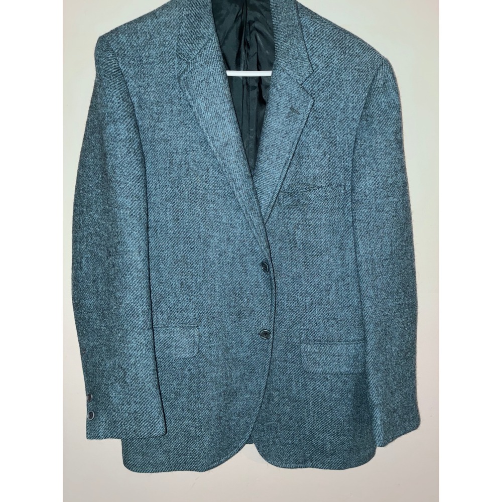 Enson's Harris Tweed Blazer Mens Blue Wool Sport Coat Herringbone Handwoven